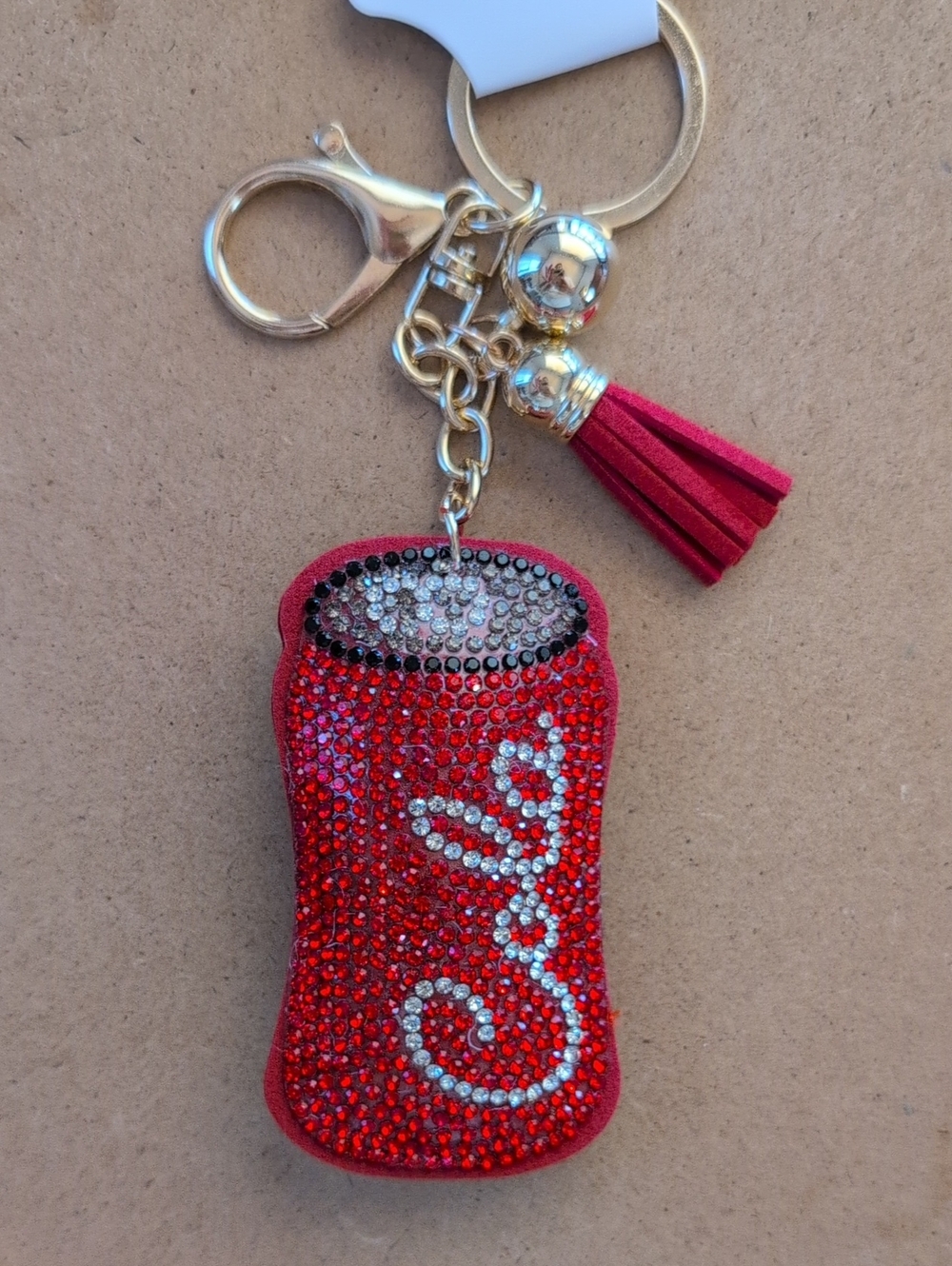 Red Cola Script Charm Keychain Bag Charm